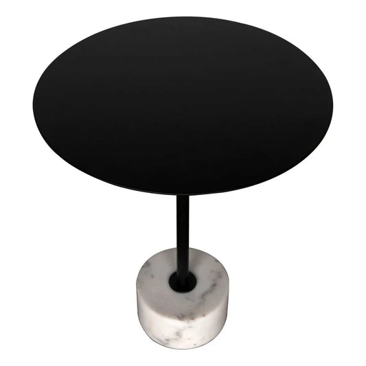 Govinda Marble Top Round Side Table - LOOMLAN - Noir - Side Tables