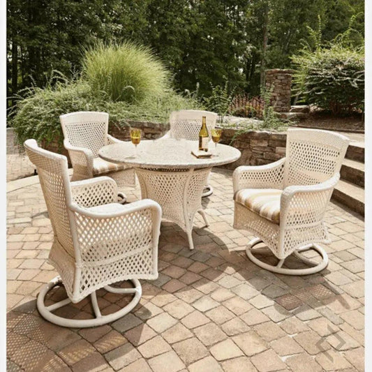 Grand Traverse Teak Dining Table Umbrella Holder-Outdoor Dining Tables-Lloyd Flanders-LOOMLAN