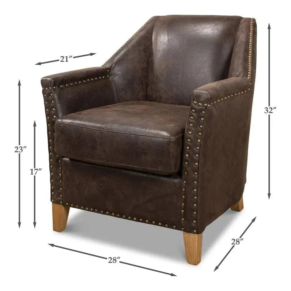 Granville Leather Club Chair - LOOMLAN - Sarreid - Club Chairs
