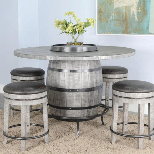 Gray Counter Height Barrell Pub Table Lazy Susan - LOOMLAN - Sunny D - Counter Tables