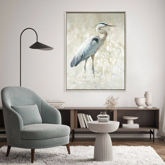 Great Blue Heron Hand Assembled Canvas Art