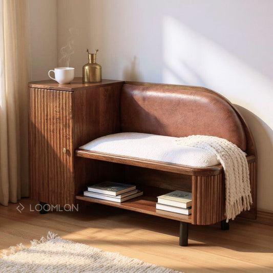 Grene Leather Bedroom Bench With Storage