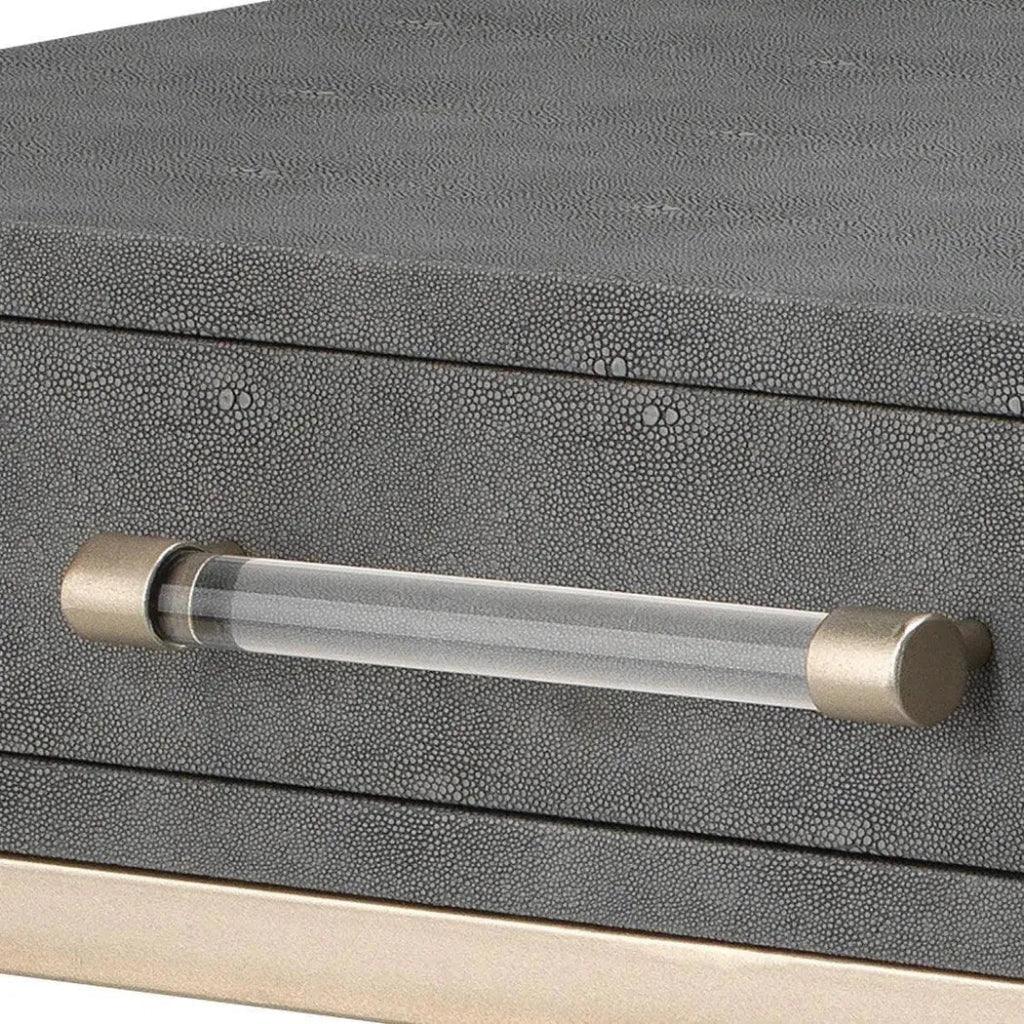 Grey FauxLeather Iron Kain Console - LOOMLAN - Jamie Young - Console Tables