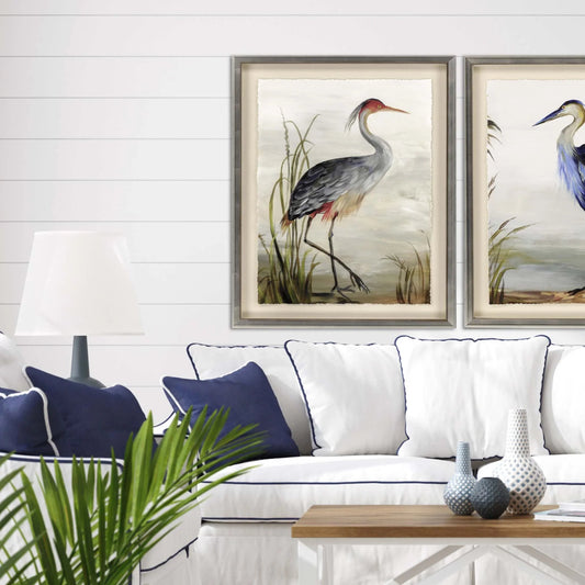 Grey Heron Study Wood Framed Wall Art