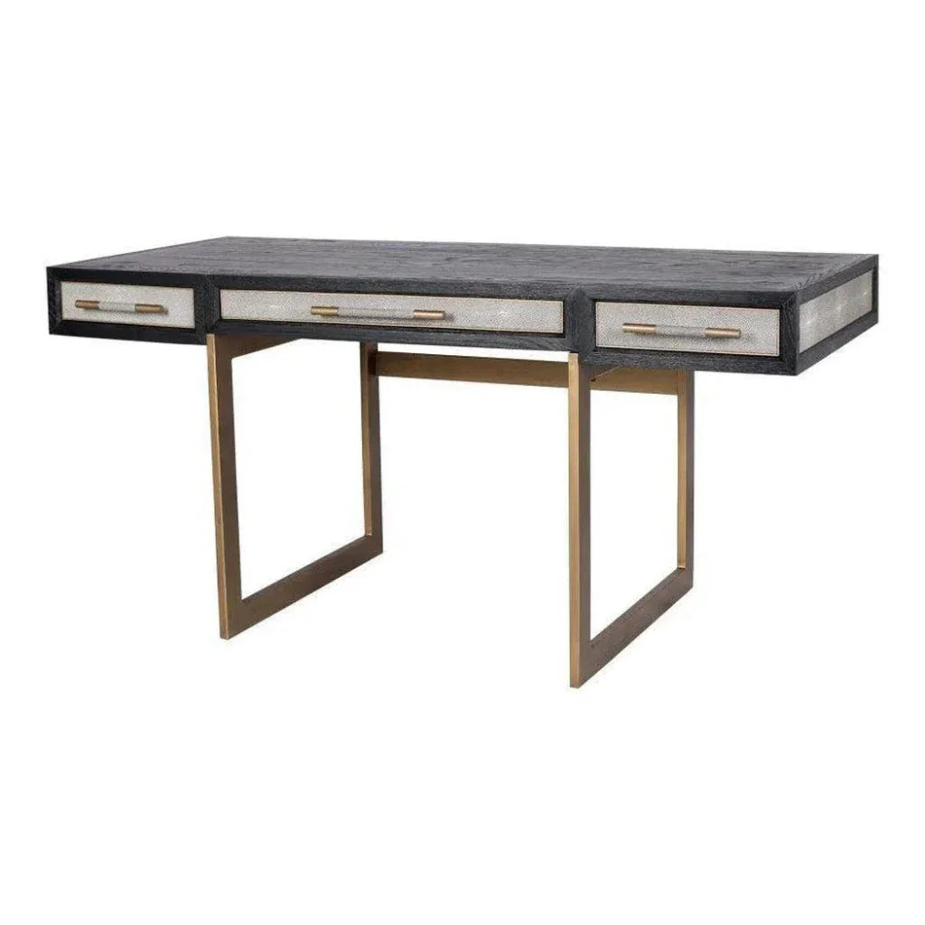 Grey Shagreen Home Office Desk With Drawers-Home Office Desks-Moe's Home-LOOMLAN