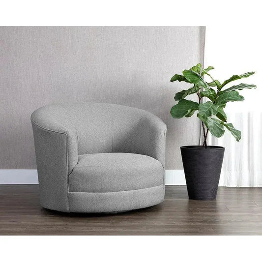 Grimaldi Fabric Swivel Armchair - LOOMLAN - SUNPAN - Club Chairs