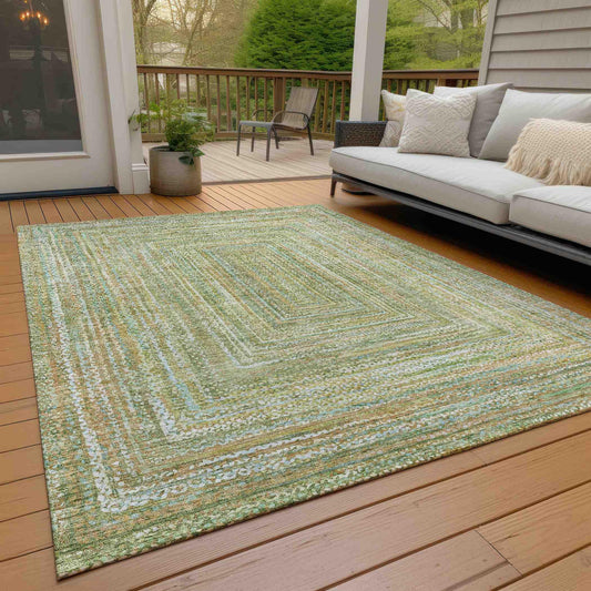 Haelara Green Washable Indoor-Outdoor Rug