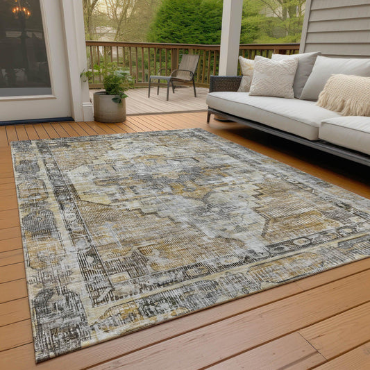 Haeleth Brown Washable Indoor-Outdoor Rug