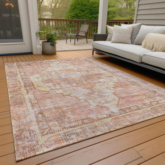 Haeleth Orange Washable Indoor-Outdoor Rug