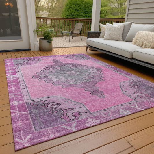 Haelion Pink Washable Indoor-Outdoor Rug