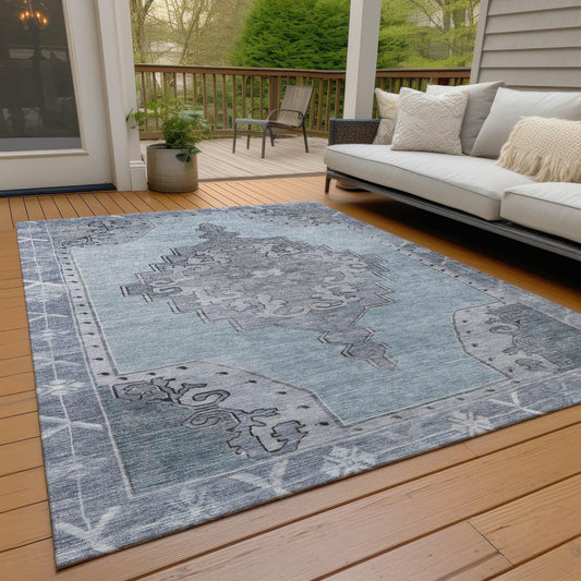 Haelion Sky Washable Indoor-Outdoor Rug