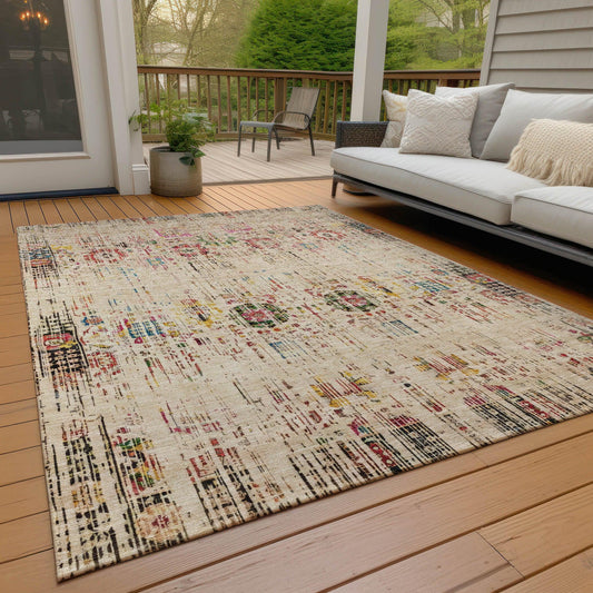Haelon Beige Washable Indoor-Outdoor Rug