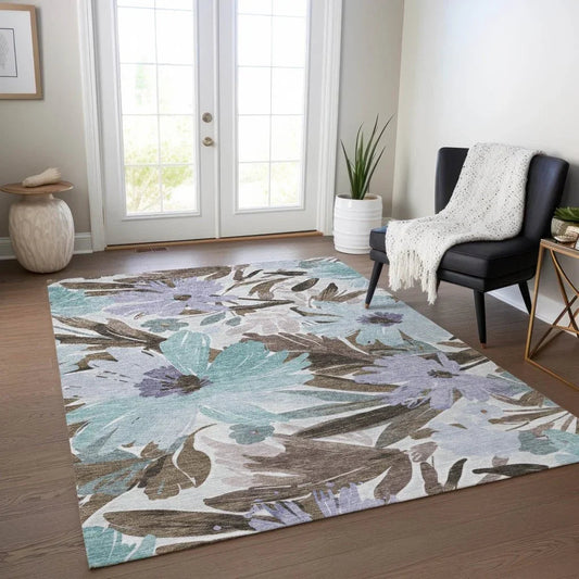 Handetta Brown Washable Indoor - Outdoor Rug - LOOMLAN - LOOMLAN Rugs - Outdoor Rugs