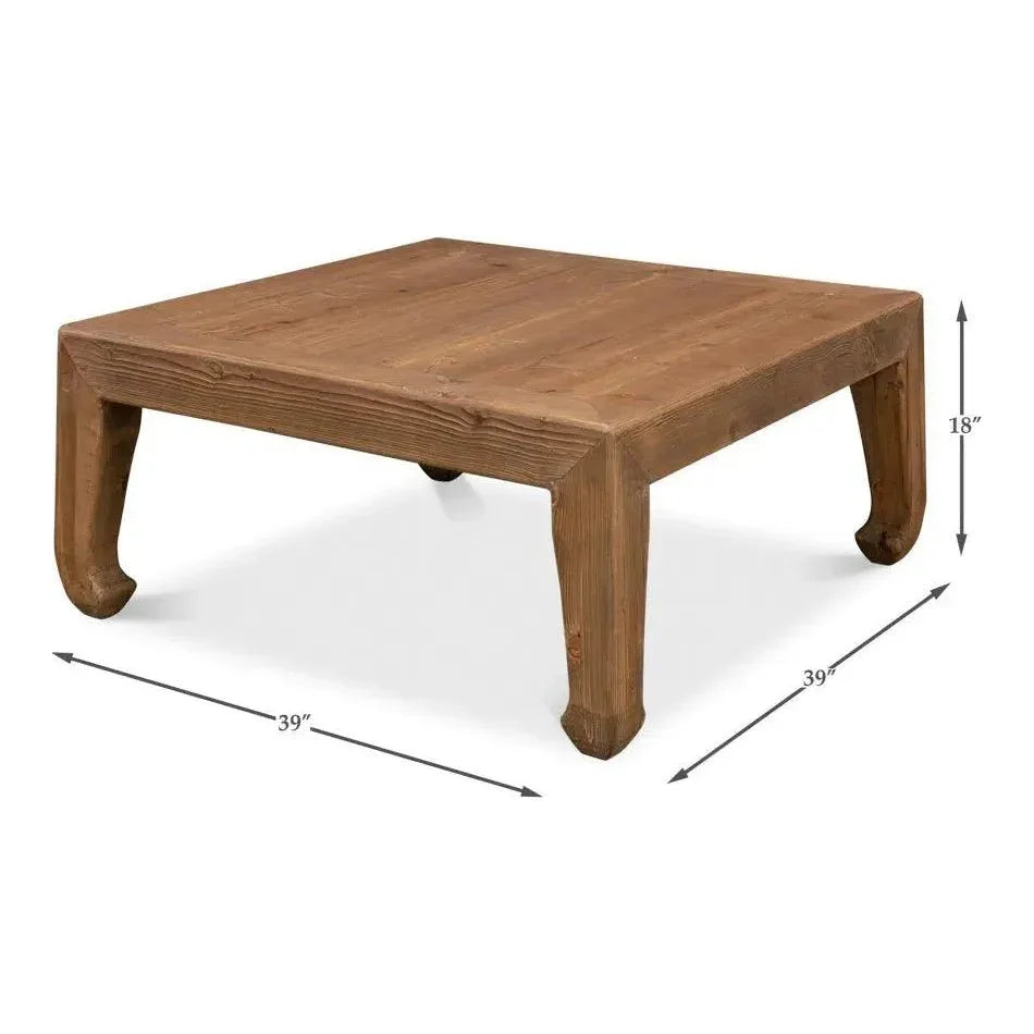 Handmade Square Coffee Table Natural 39" - LOOMLAN - Sarreid - Coffee Tables