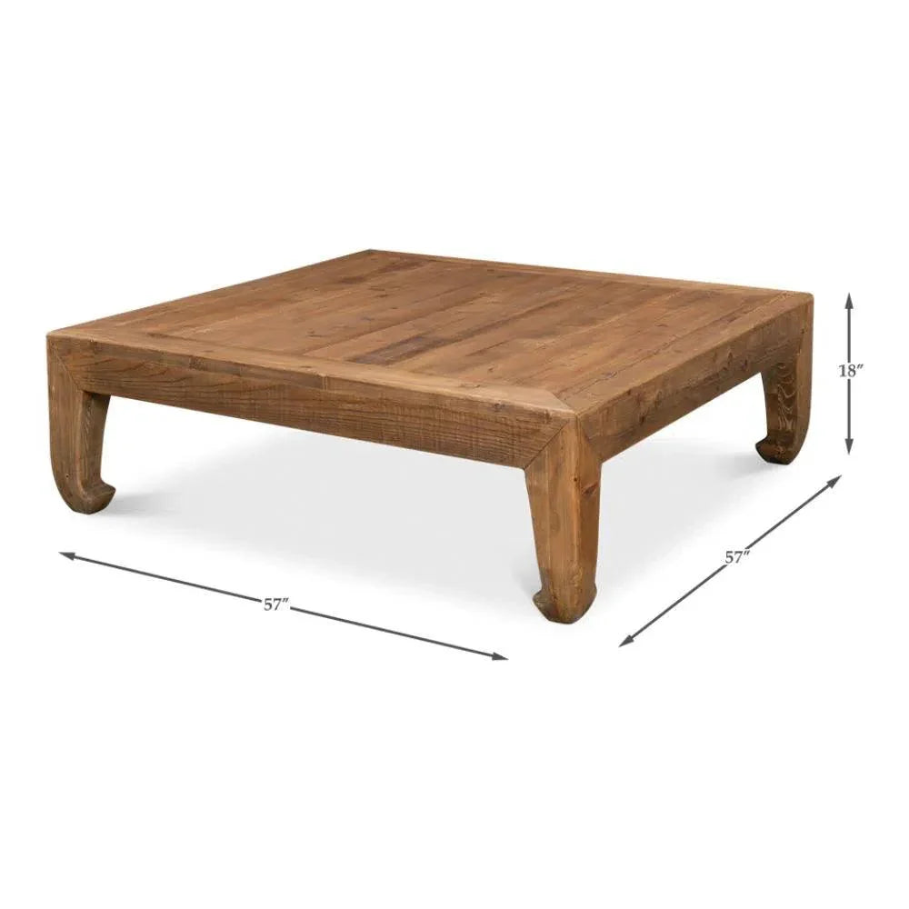 Handmade Square Coffee Table Natural 57" - LOOMLAN - Sarreid - Coffee Tables