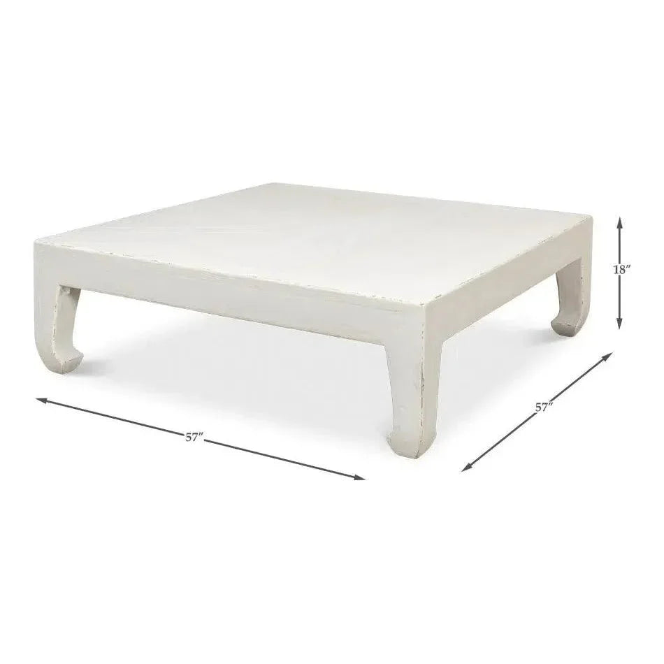 Handmade Square Coffee Table White 57" - LOOMLAN - Sarreid - Coffee Tables