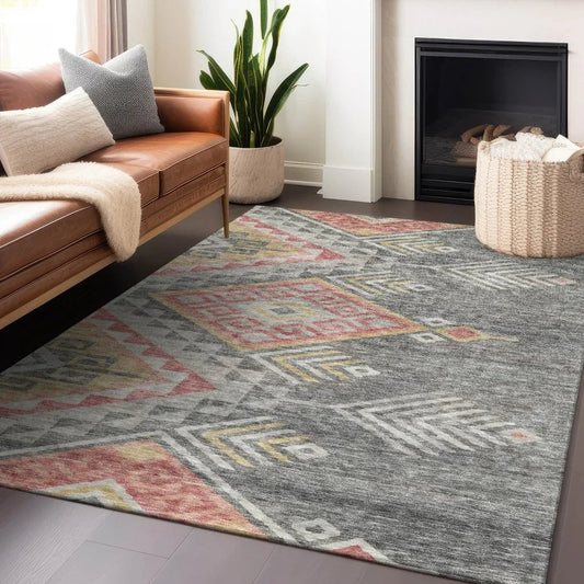 Harmony Gray Washable Indoor-Outdoor Rug-Outdoor Rugs-LOOMLAN Rugs-LOOMLAN