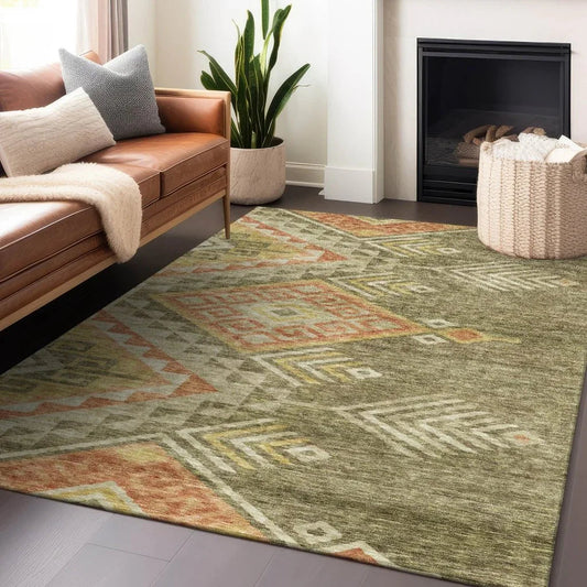 Harmony Green Washable Indoor-Outdoor Rug-Outdoor Rugs-LOOMLAN Rugs-LOOMLAN