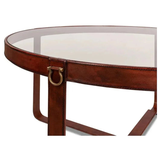 Harness Round Coffee Table - LOOMLAN - Sarreid - Coffee Tables