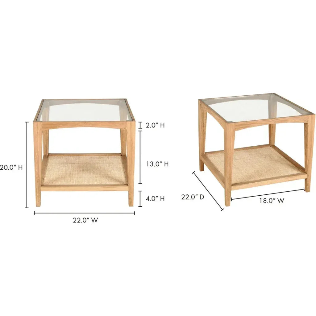 Harrington Glass & Cane End Table for Living Room - LOOMLAN - Moe's Home - Side Tables