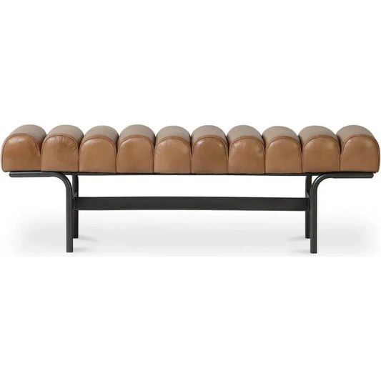 Harrison - Grain Buffalo Leather & Iron Brown Bench - LOOMLAN - Moe's Home - Bedroom Benches