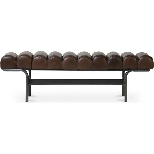 Harrison - Grain Buffalo Leather & Iron Dark Brown Bench - LOOMLAN - Moe's Home - Bedroom Benches