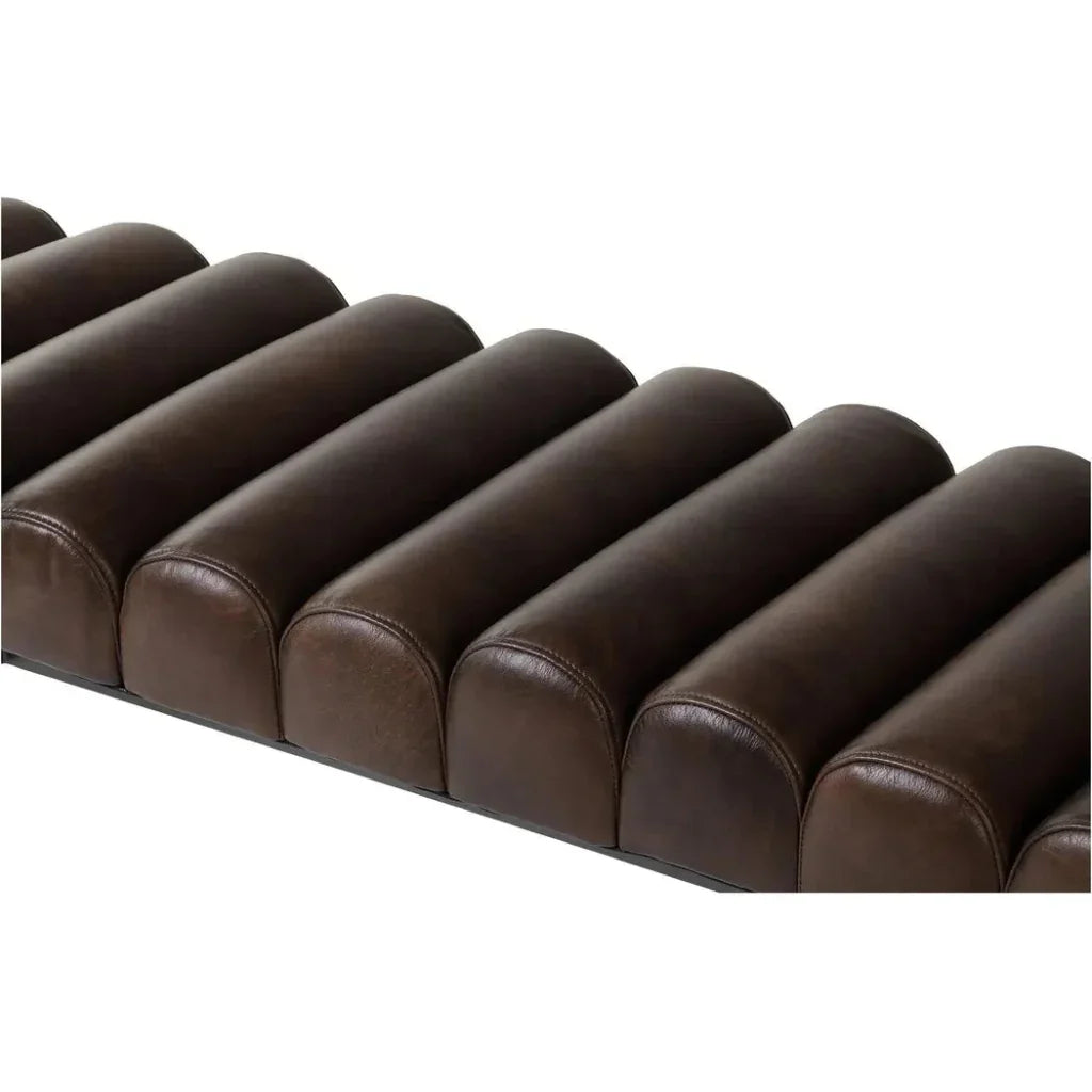 Harrison - Grain Buffalo Leather & Iron Dark Brown Bench - LOOMLAN - Moe's Home - Bedroom Benches