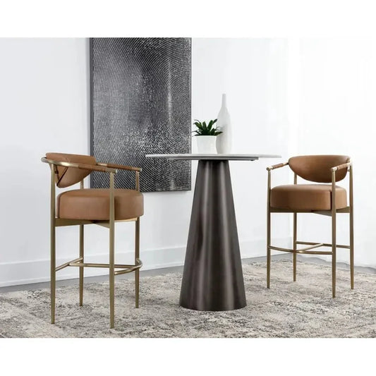 Heloise Leather Barstool - LOOMLAN - SUNPAN - Bar Stools