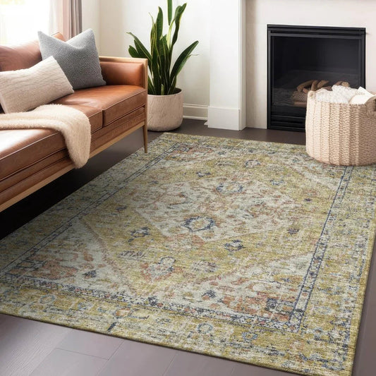 Helsinki Gold Washable Indoor-Outdoor Rug-Outdoor Rugs-LOOMLAN Rugs-LOOMLAN