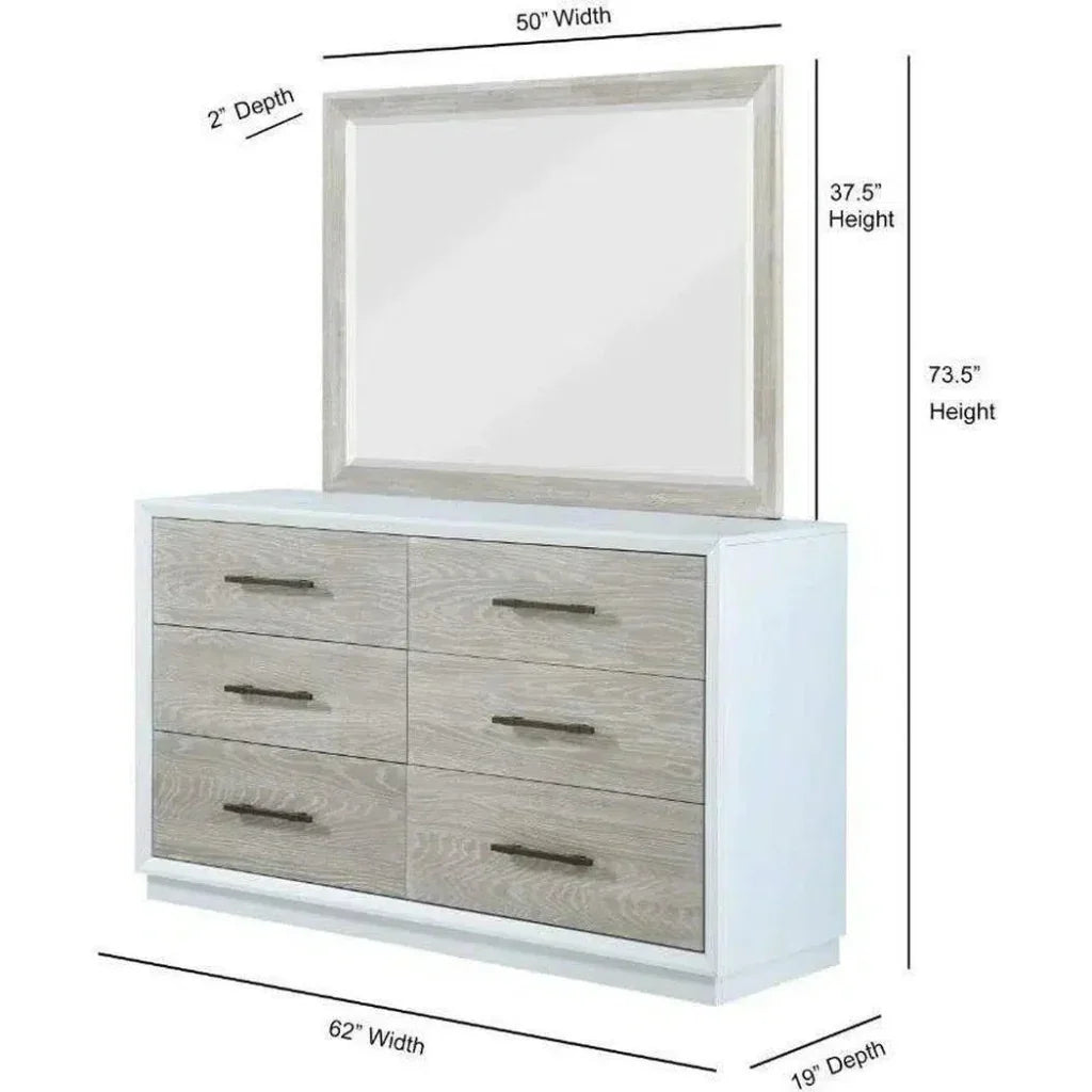 High Gloss Boca Grande 6 Drawer Dresser & Mirror Combo - LOOMLAN - Panama Jack - Dressers