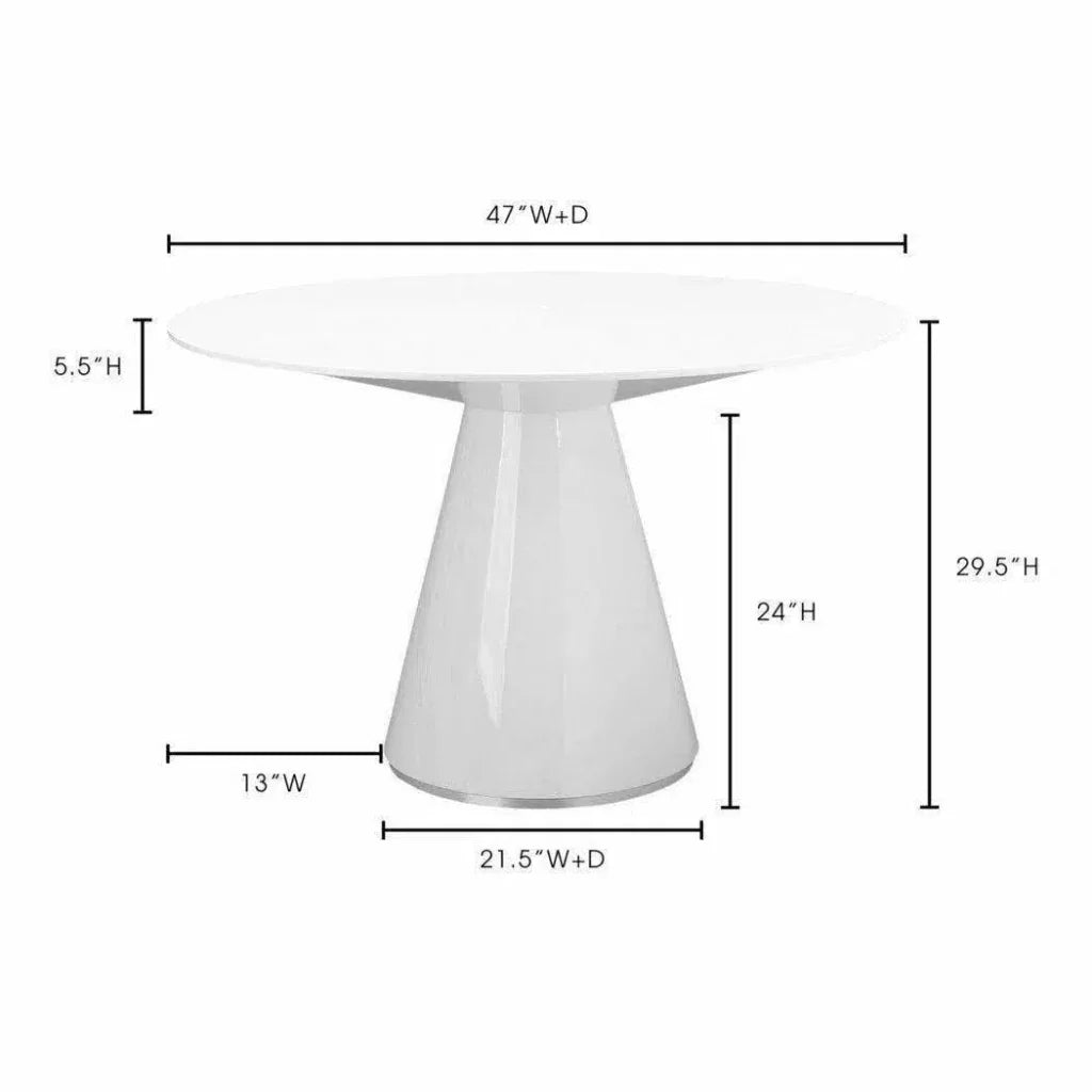 High Gloss White Round Dining Table Seats 4-Dining Tables-Moe's Home-LOOMLAN