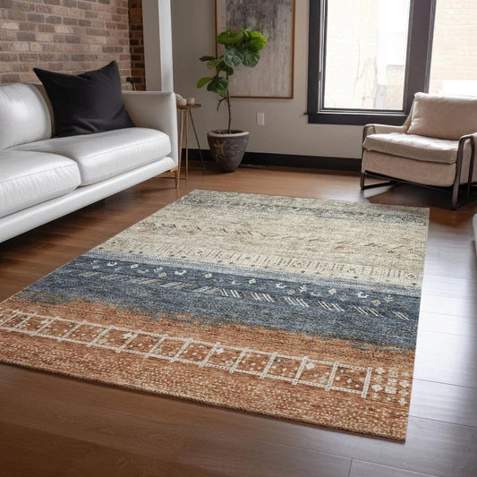 Hilda Brown Washable Indoor - Outdoor Rug - LOOMLAN - LOOMLAN Rugs - Outdoor Rugs