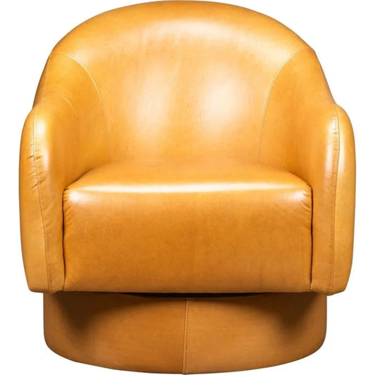 Hoboken Curved Armed Leather Swivel Chair - LOOMLAN - Olivia + Quinn - Club Chairs
