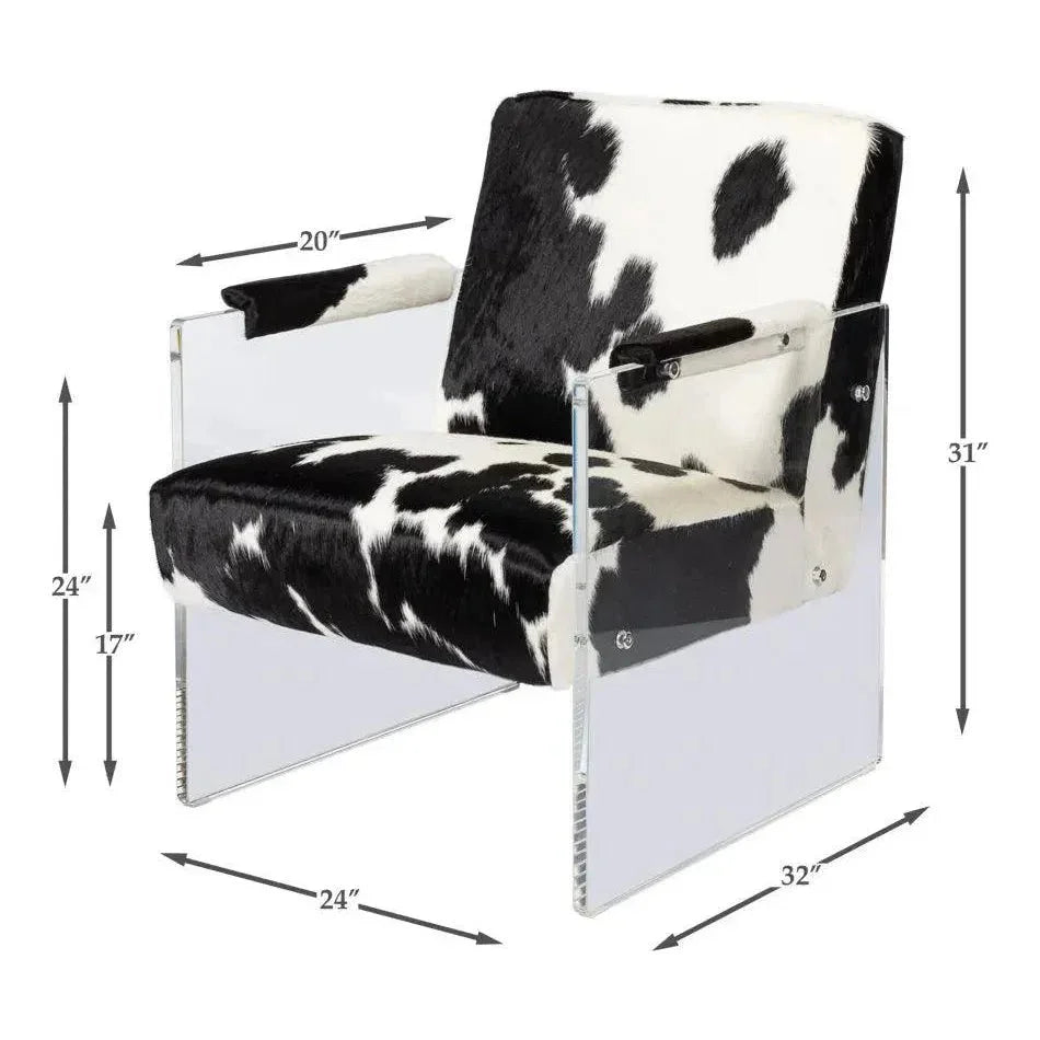 Holloway Leather Black and White Armchair - LOOMLAN - Sarreid - Accent Chairs