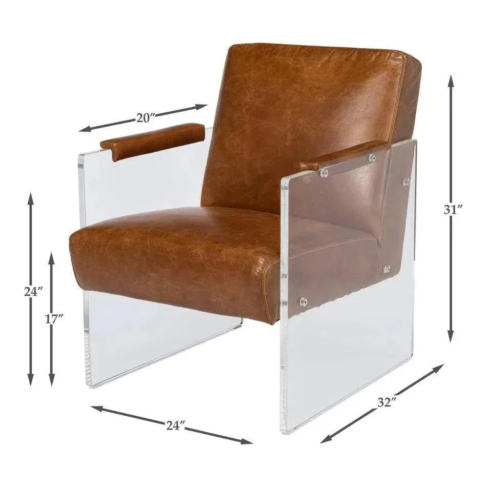 Holloway Leather Brown Armchair - LOOMLAN - Sarreid - Accent Chairs