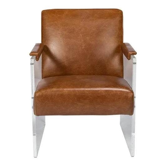 Holloway Leather Brown Armchair - LOOMLAN - Sarreid - Accent Chairs