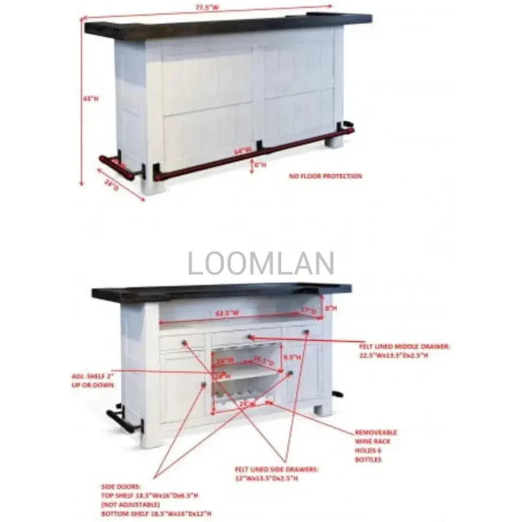 Home Bar Island Counter Dining-Home Bar Islands-Sunny D-LOOMLAN