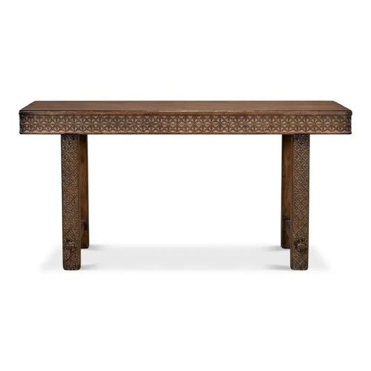 Honeycomb & Cross Console Table Solid Wood - LOOMLAN - Sarreid - Console Tables
