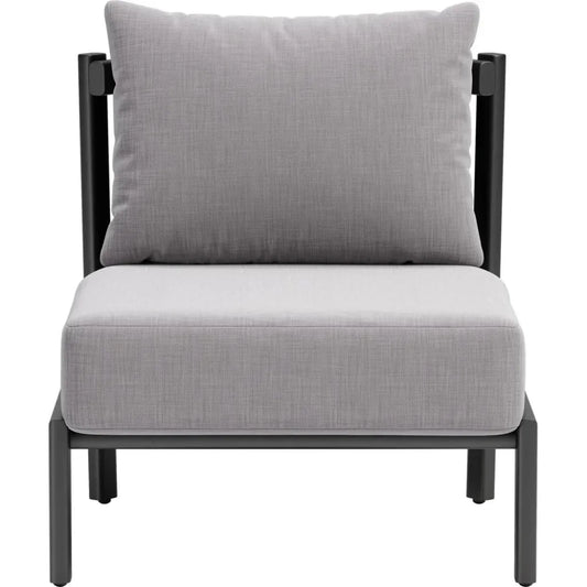 Horizon Aluminum Gray Armless Accent Chair-Outdoor Accent Chairs-Zuo Modern-LOOMLAN