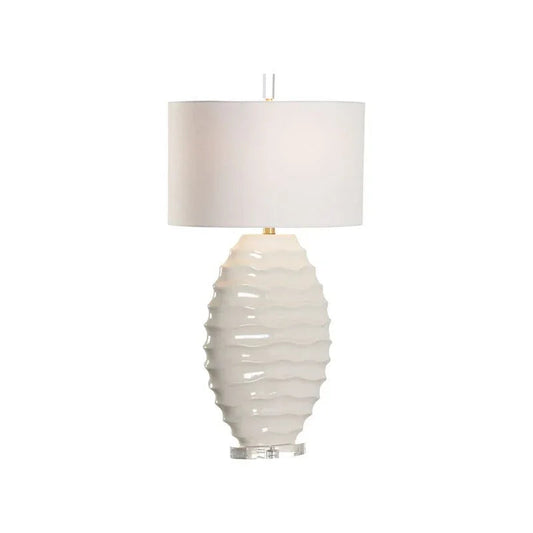 Huaraz Ceramic Design Silk Shade Table Lamp - LOOMLAN - Chelsea House - Table Lamps