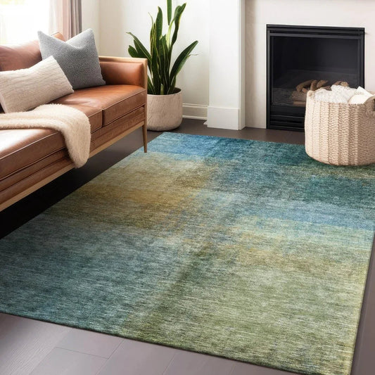 Hue Blue Washable Indoor-Outdoor Rug-Outdoor Rugs-LOOMLAN Rugs-LOOMLAN