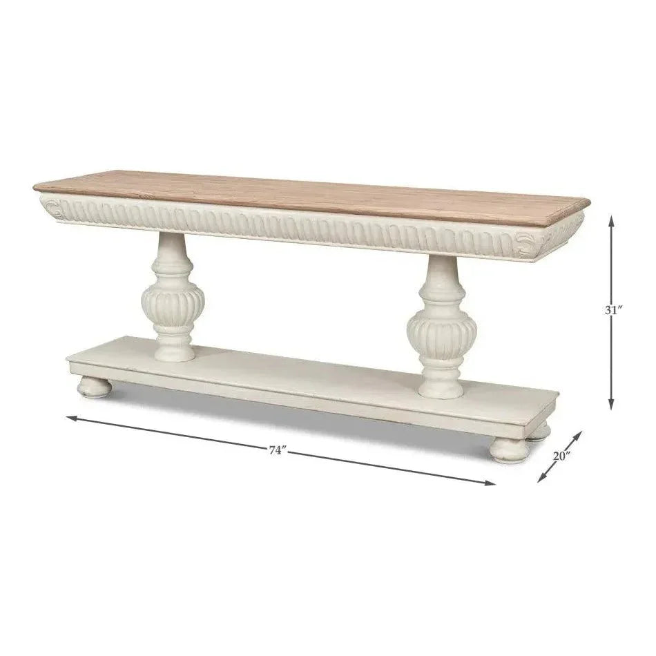 Hugo Console Table Storage Antique White Natural - LOOMLAN - Sarreid - Console Tables