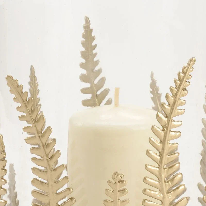 Hurricane Brass Fern Leaves Candleholder - LOOMLAN - Chelsea House - Candle Holders