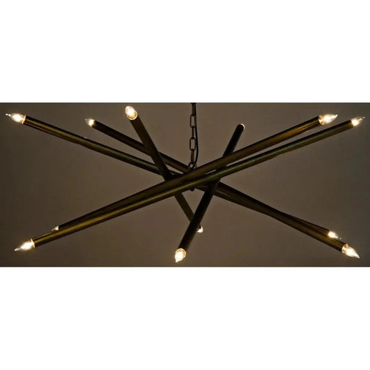 Ikram Metal Chandelier With Brass Finish - LOOMLAN - Noir - Chandeliers
