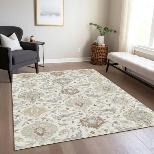 Ilyara Ivory Washable Indoor-Outdoor Rug-Outdoor Rugs-LOOMLAN Rugs-LOOMLAN