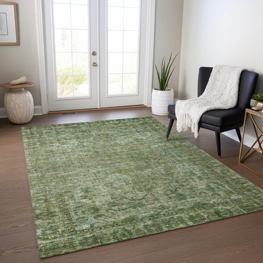 Iriira Green Washable Indoor-Outdoor Rug