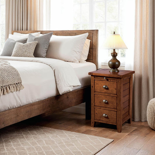 Irish Coast 3 Drawers Wood Nightstand-Nightstands-LH Imports-LOOMLAN