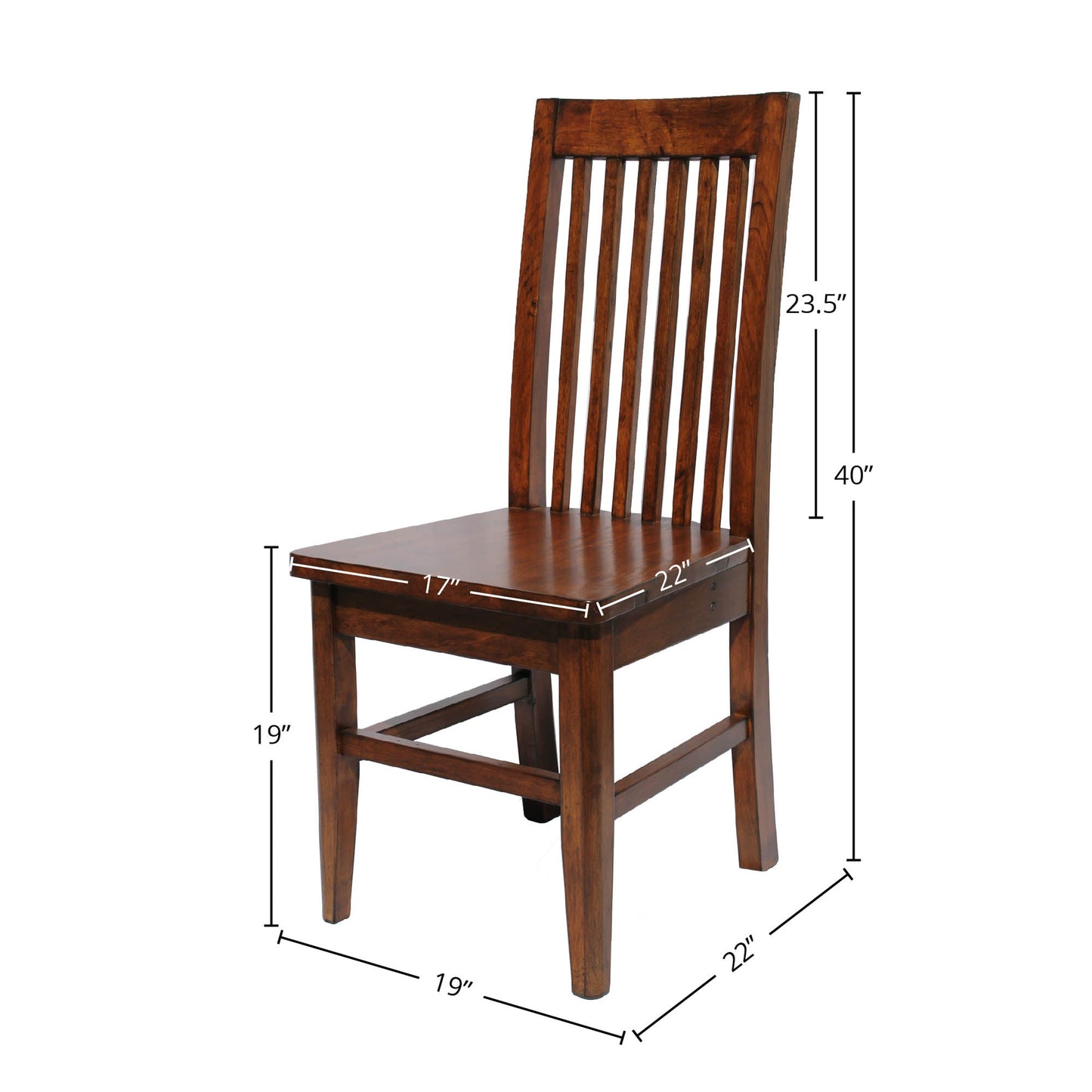 Irish Coast Slat Back Wooden Dining Chair 2PC