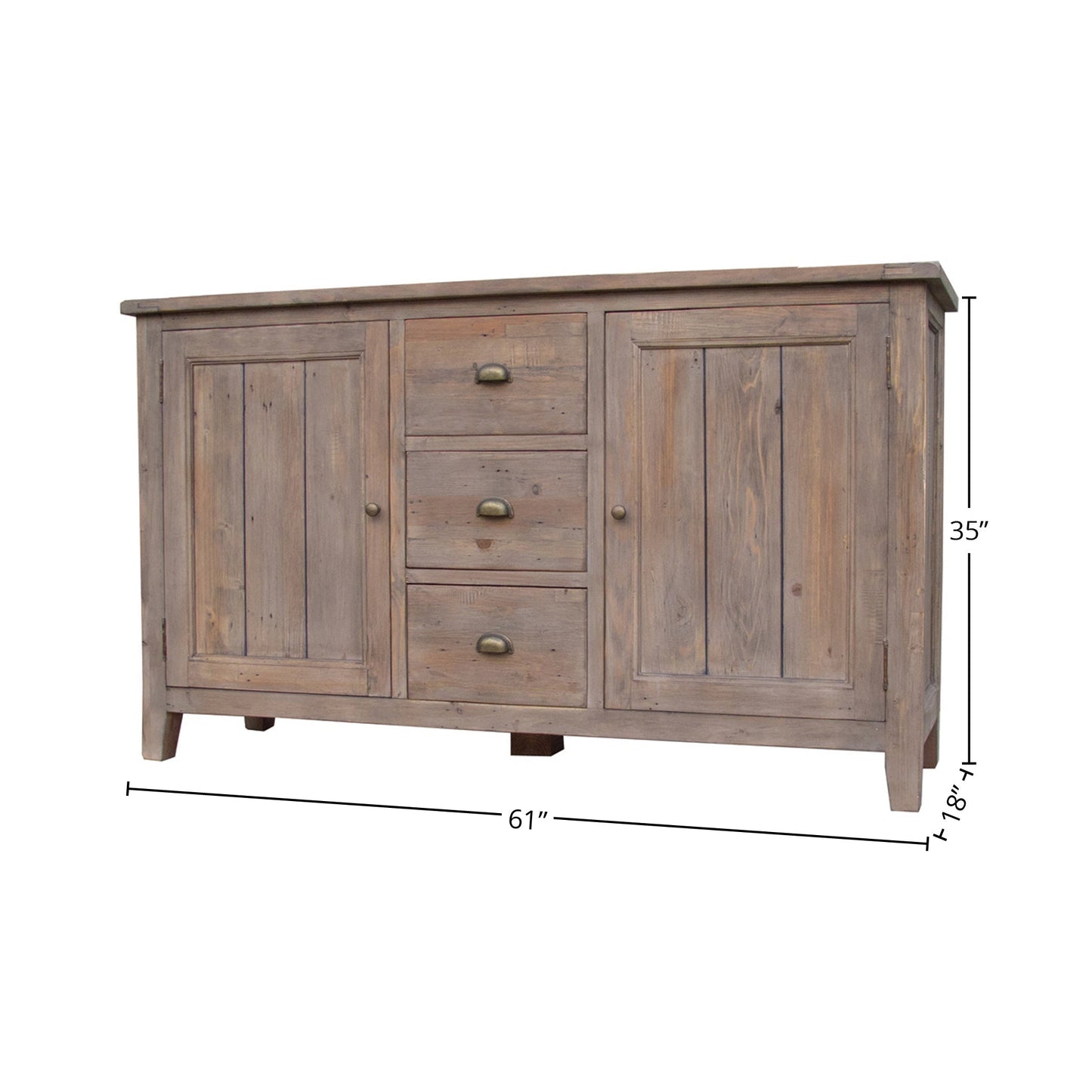 Irish Coast Three Drawers Wood Sideboard
