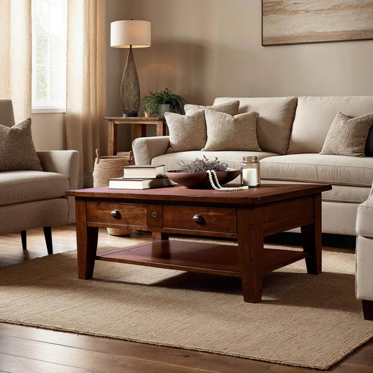 Irish Coast Two Drawers Wood Coffee Table